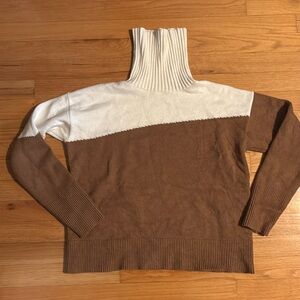 Two tone turtleneck sweater